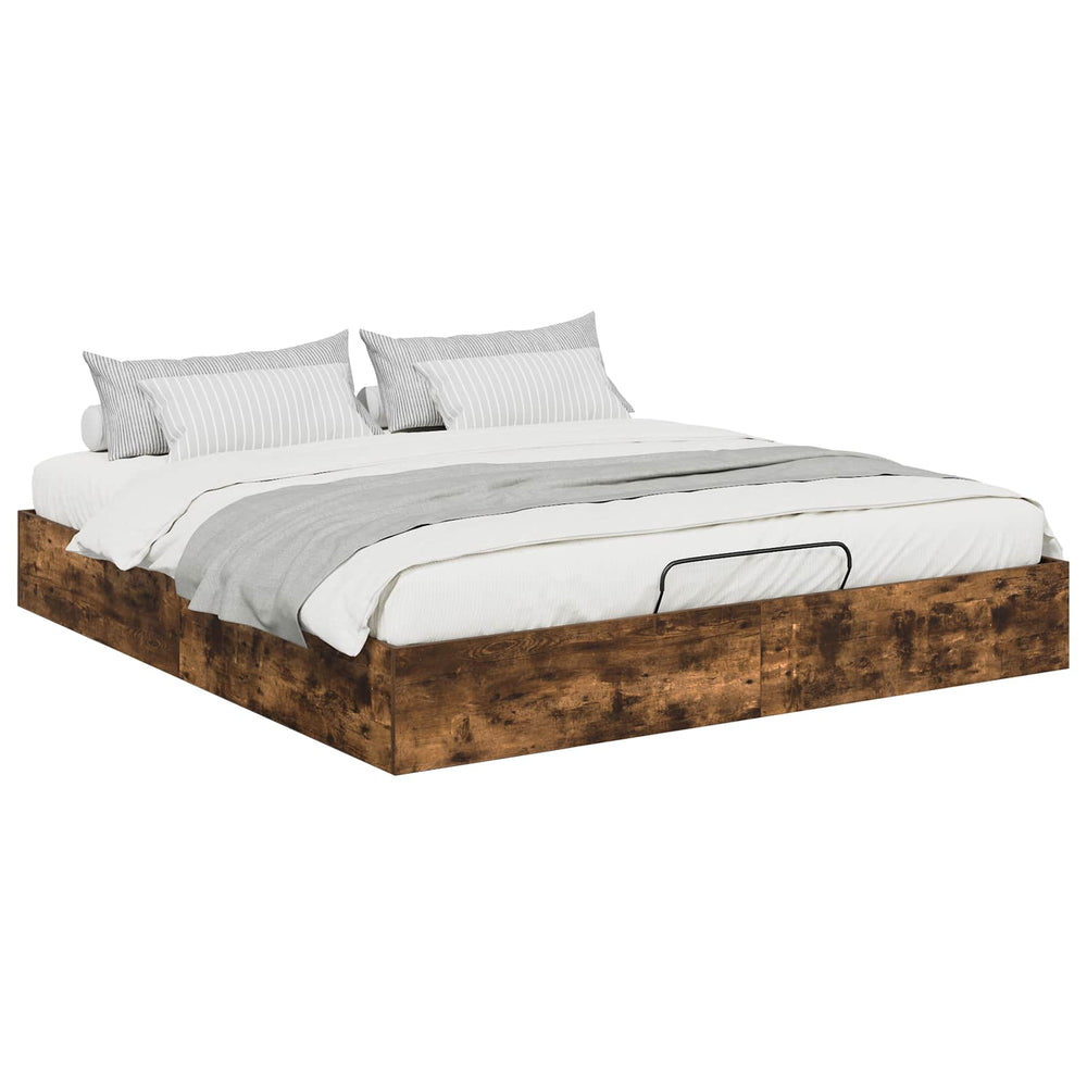 vidaXL Ottoman Bed Frame Smoked Oak 203 x 180 x 25 cm