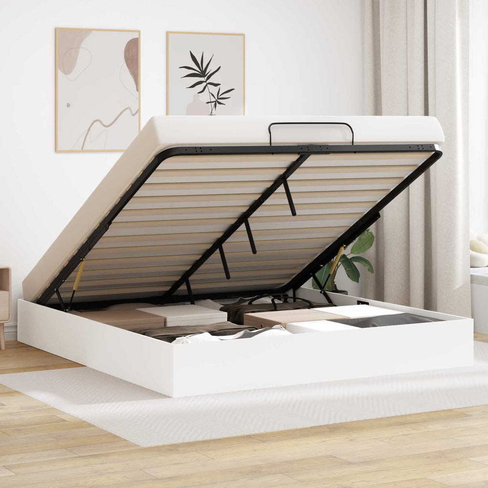 vidaXL Ottoman Bed Frame White 203 x 160 x 25 cm Engineered Wood