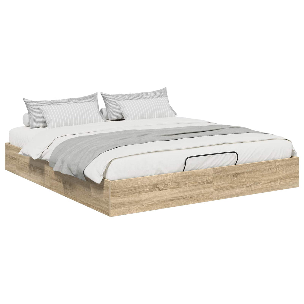 vidaXL Ottoman Bed Frame with Storage Sonoma Oak 203 x 160 x 25 cm