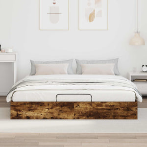 vidaXL Ottoman Bed Frame Smoked Oak 203 x 160 x 25 cm