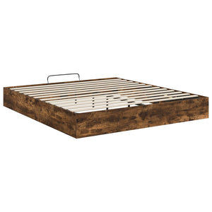 vidaXL Ottoman Bed Frame Smoked Oak 203 x 160 x 25 cm