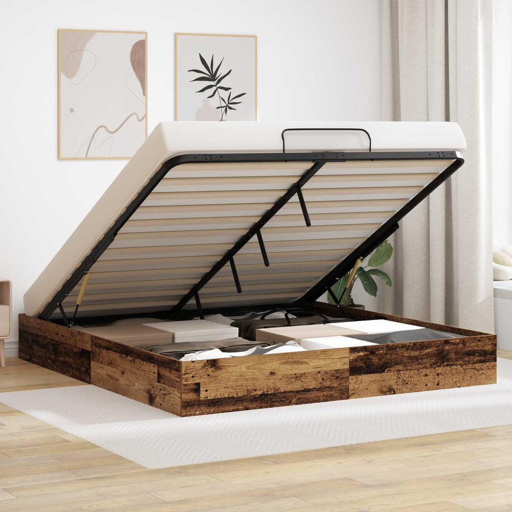 vidaXL Ottoman Bed Frame Reclaimed Wood 160 x 200 cm Engineered Wood
