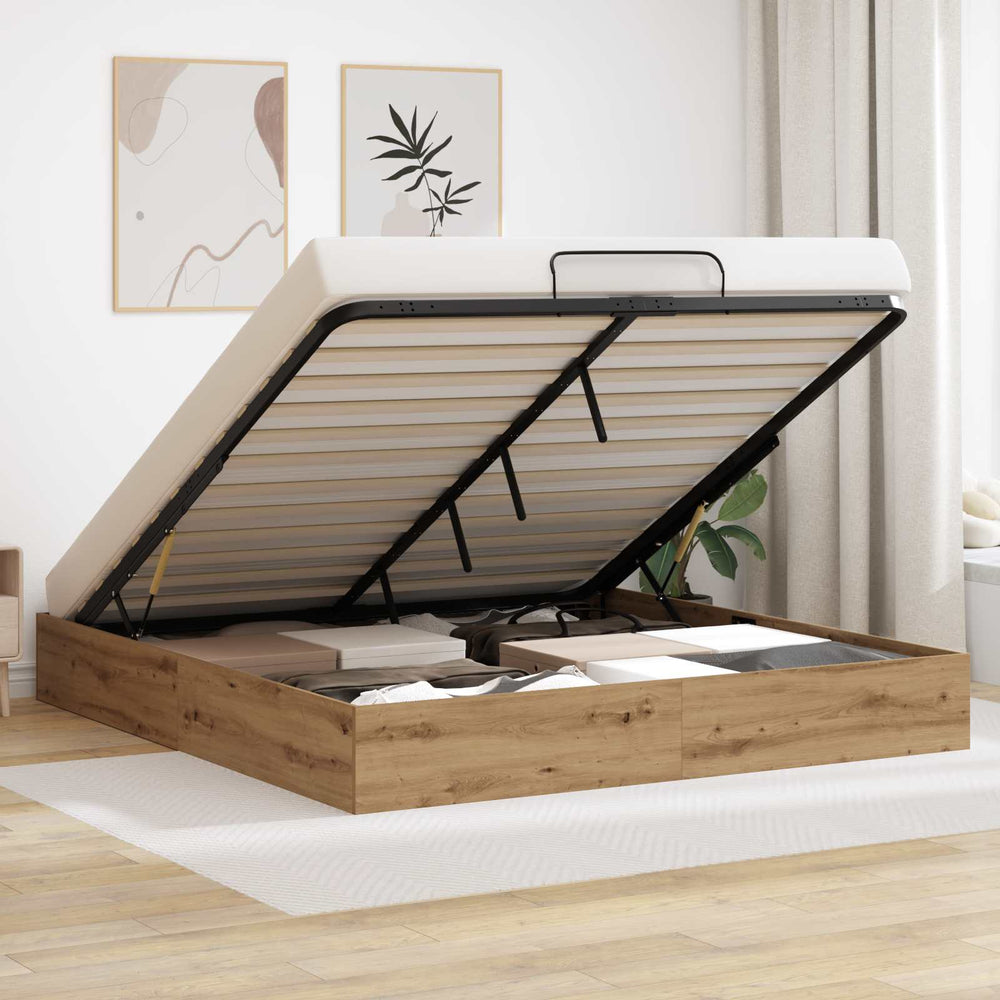 vidaXL Ottoman Bed Frame Craft Oak 203 x 160 x 25 cm