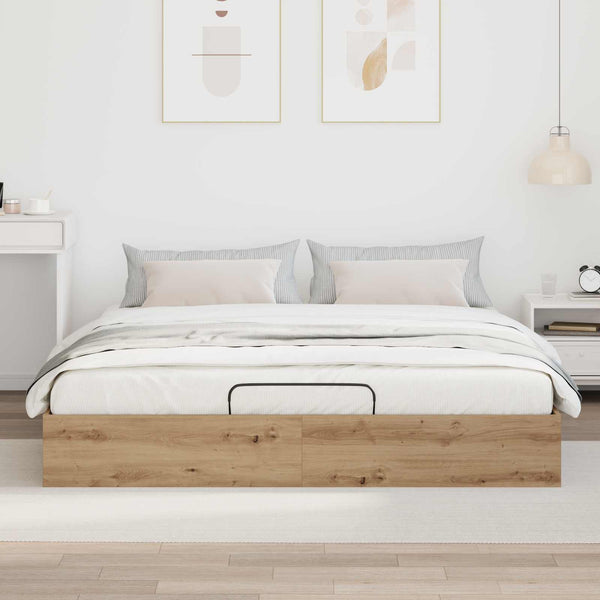 vidaXL Ottoman Bed Frame Craft Oak 203 x 160 x 25 cm