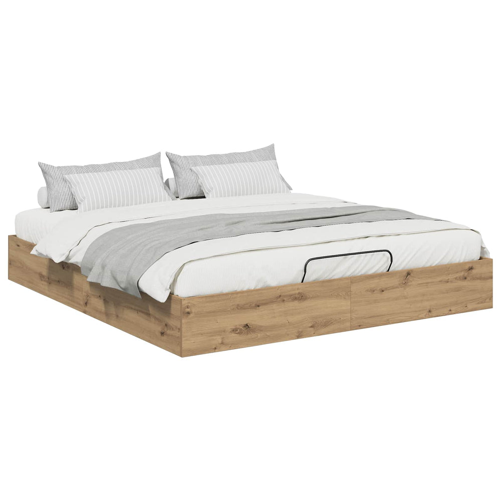 vidaXL Ottoman Bed Frame Craft Oak 203 x 160 x 25 cm