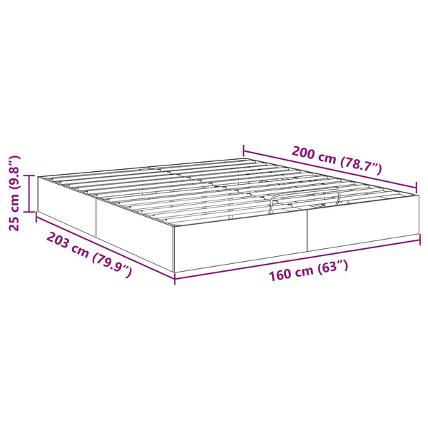 vidaXL Ottoman Bed Frame Craft Oak 203 x 160 x 25 cm