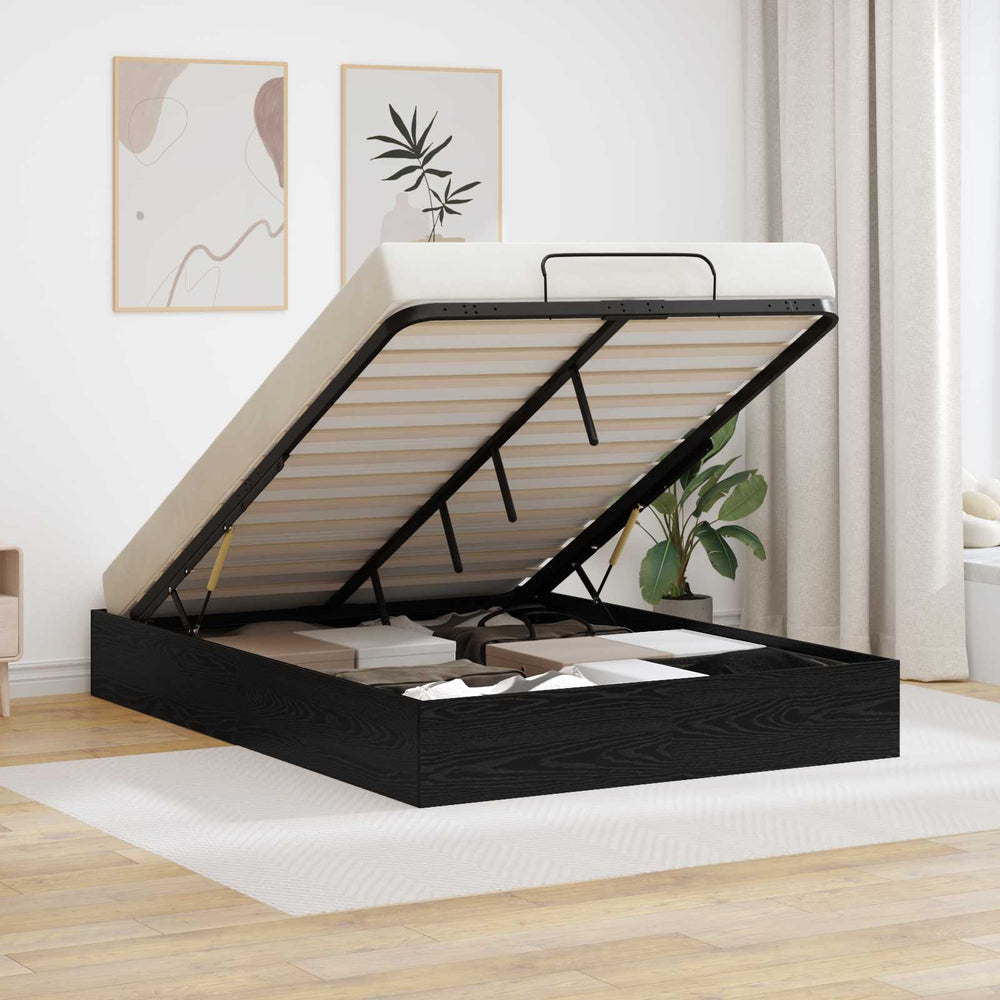 vidaXL Ottoman Bed Frame Black Oak 203 x 150 x 25 cm
