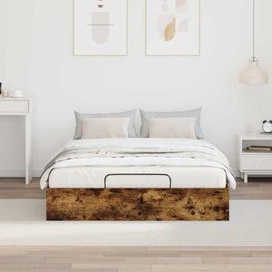 vidaXL Ottoman Bed Frame Smoked Oak 203 x 150 x 25 cm