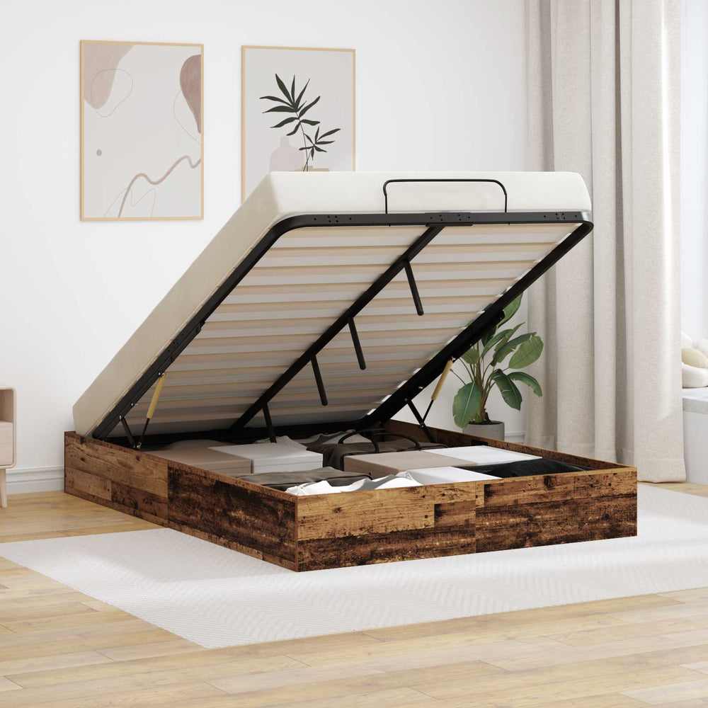 vidaXL Ottoman Bed Frame Reclaimed Wood 203 x 150 x 25 cm Engineered Wood