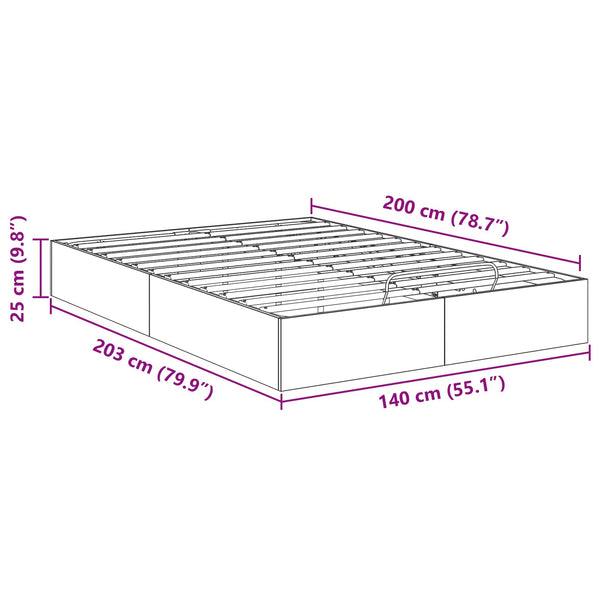 vidaXL Ottoman Bed Frame White 203 x 140 x 25 cm Engineered Wood