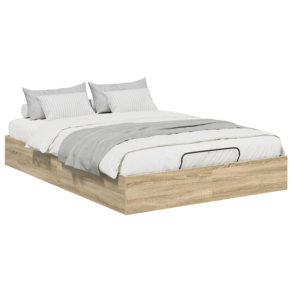 vidaXL Ottoman Bed Frame with Storage Sonoma Oak 203 x 140 x 25 cm