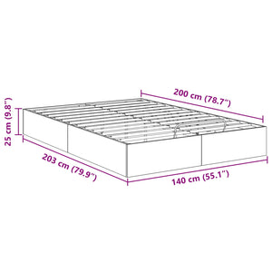 vidaXL Ottoman Bed Frame Grey Sonoma 203 x 140 x 25 cm