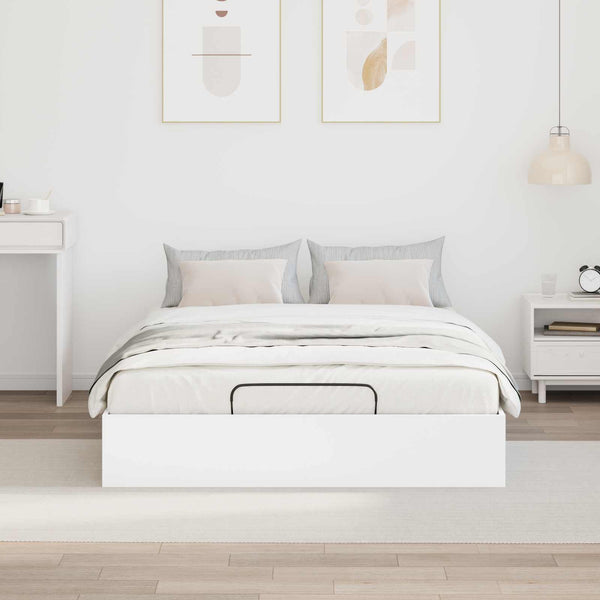 vidaXL Ottoman Bed Frame White 203 x 120 x 25 cm Engineered Wood