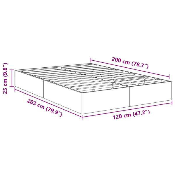 vidaXL Ottoman Bed Frame Reclaimed Wood 203 x 120 x 25 cm Engineered Wood