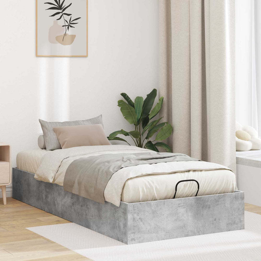 vidaXL Storage Bed Frame Concrete Gray 100 x 200 cm Engineered Wood