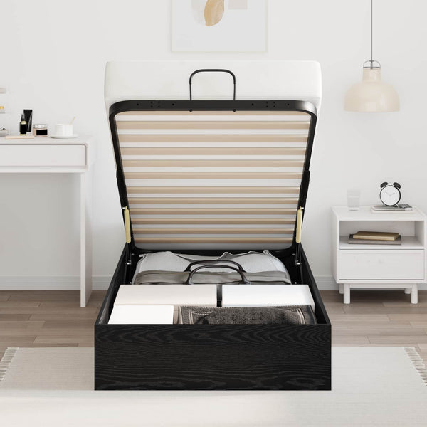 vidaXL Ottoman Bed Frame Black Oak 203 x 90 x 25 cm