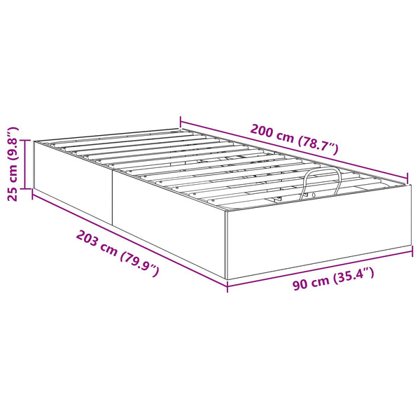 vidaXL Ottoman Bed Frame Artisan Oak 90 x 200 cm Engineered Wood