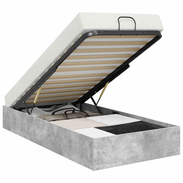 vidaXL Ottoman Bed Frame Concrete Gray 80.5 x 200 cm Engineered Wood