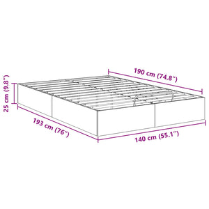 vidaXL Ottoman Bed Frame Black Oak 193 x 140 x 25 cm