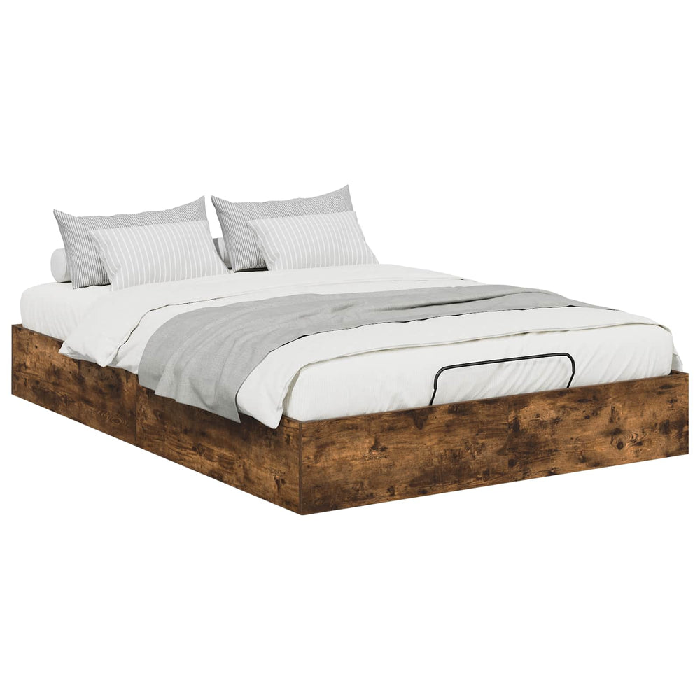vidaXL Ottoman Bed Frame Smoked Oak 193 x 140 x 25 cm