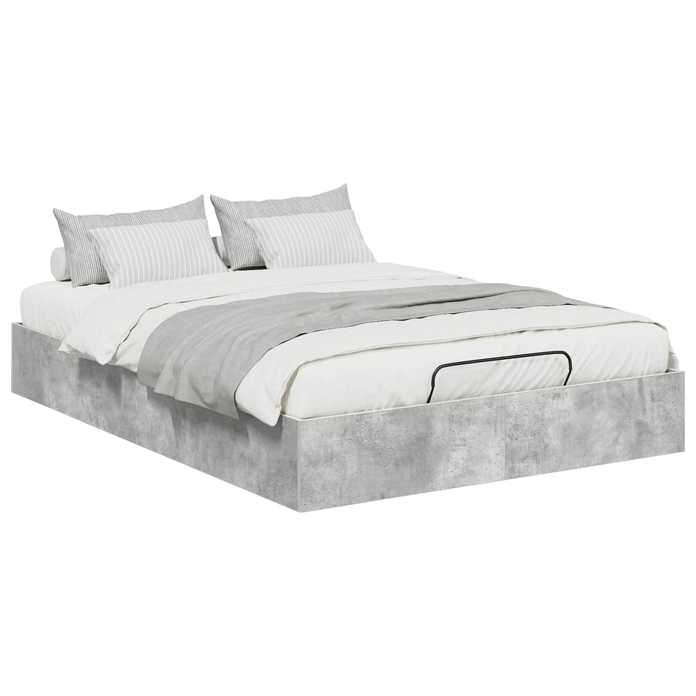 vidaXL Ottoman Bed Frame Concrete Gray 135 x 190 cm Engineered Wood
