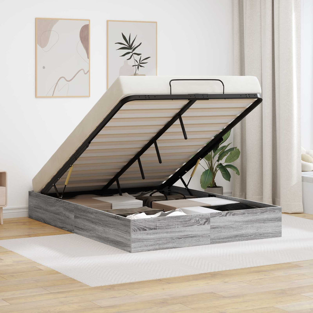 vidaXL Ottoman Bed Frame Grey Sonoma 193 x 120 x 25 cm