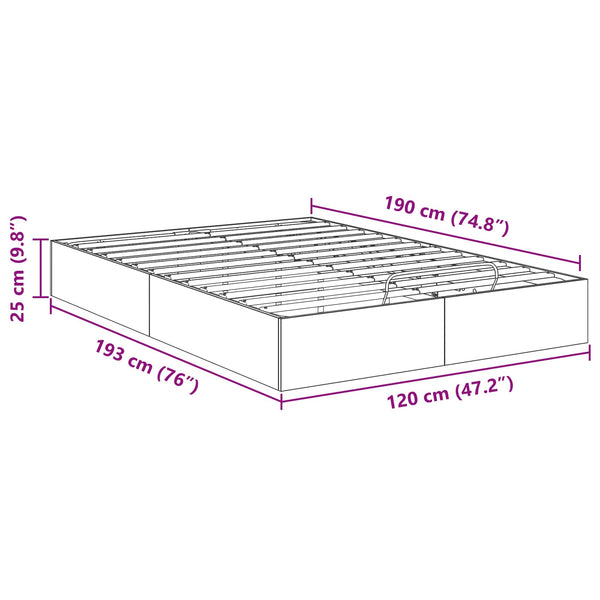 vidaXL Ottoman Bed Frame Grey Sonoma 193 x 120 x 25 cm