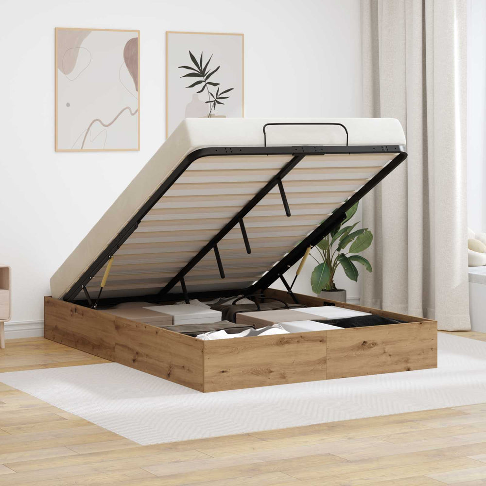 vidaXL Ottoman Bed Frame Artisan Oak 120 x 190 cm Engineered Wood
