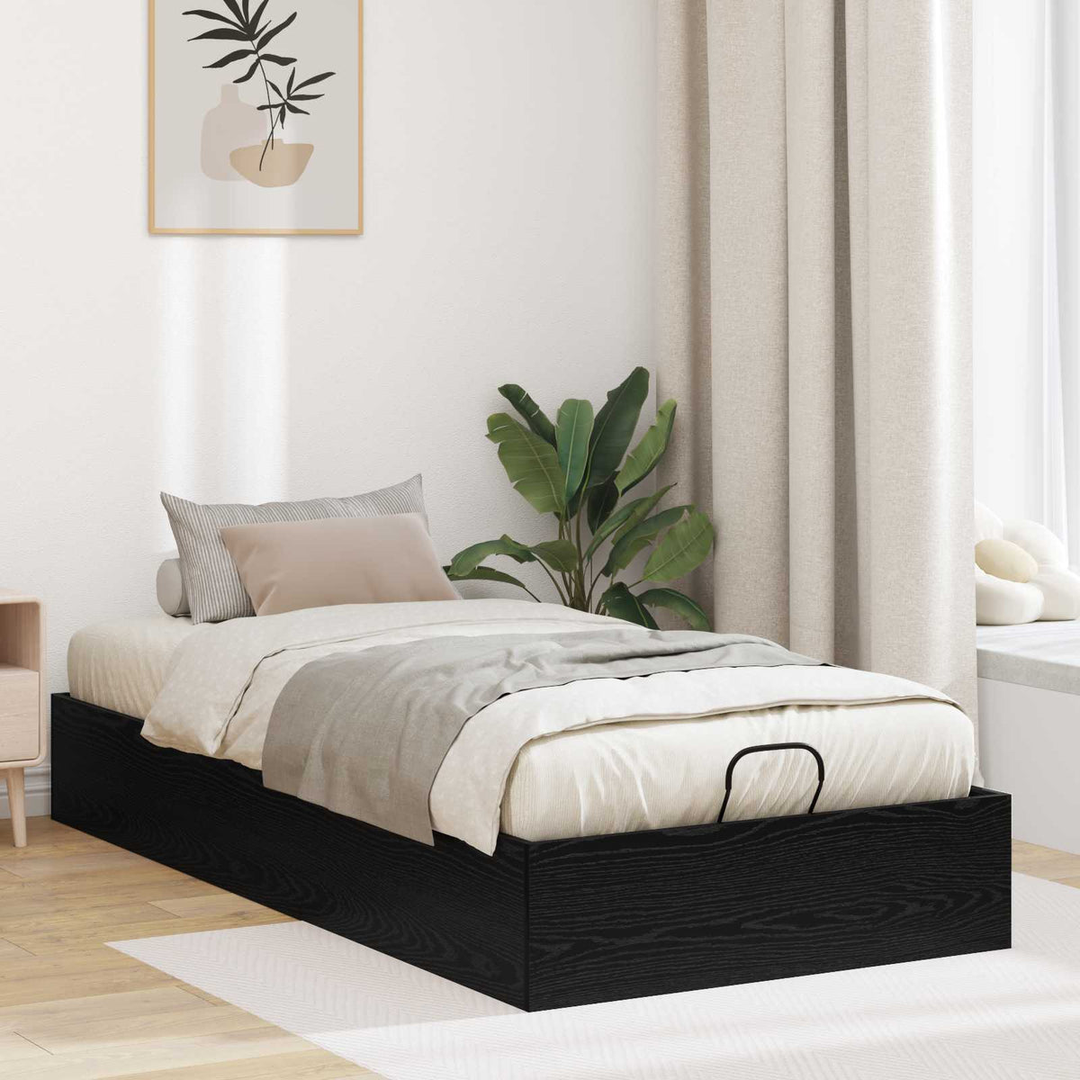 vidaXL Ottoman Bed Frame Black Oak 193 x 90 x 25 cm