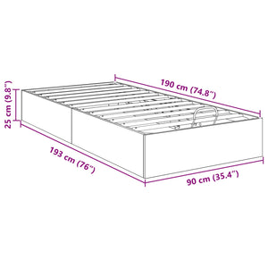 vidaXL Ottoman Bed Frame Black Oak 193 x 90 x 25 cm