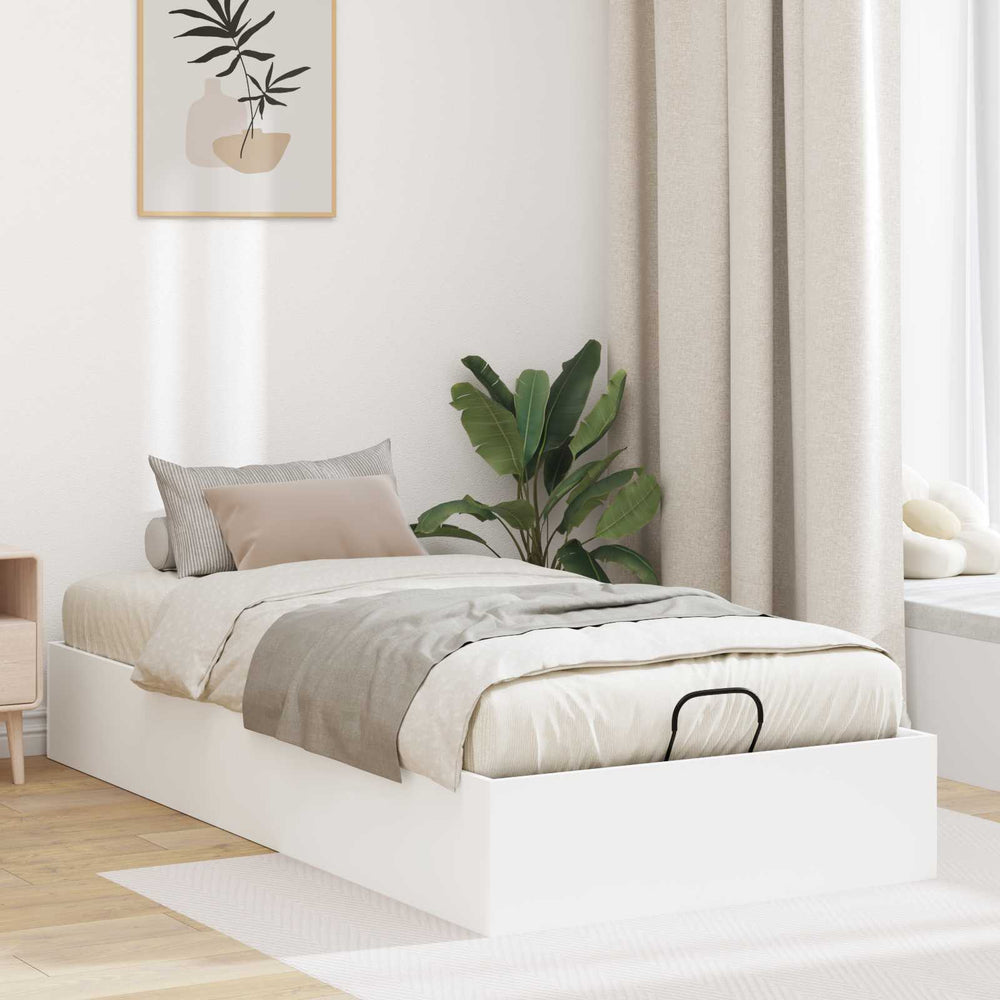 vidaXL Ottoman Bed Frame White 75.5 x 190 cm Engineered Wood