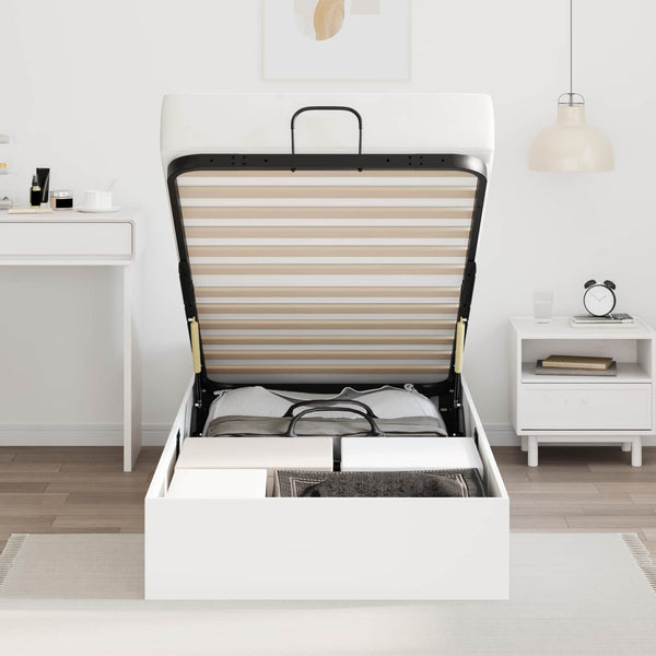 vidaXL Ottoman Bed Frame White 75.5 x 190 cm Engineered Wood