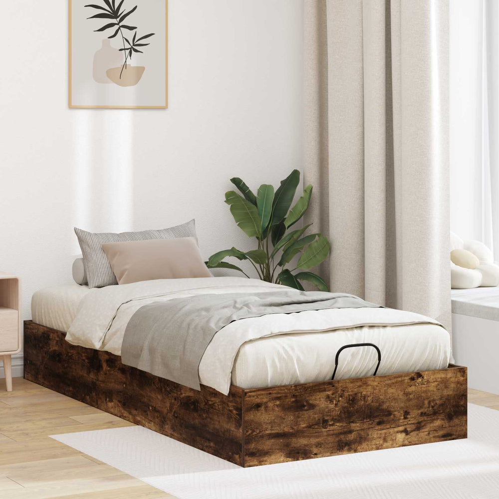 vidaXL Ottoman Bed Frame Smoked Oak 75.5 x 190 cm