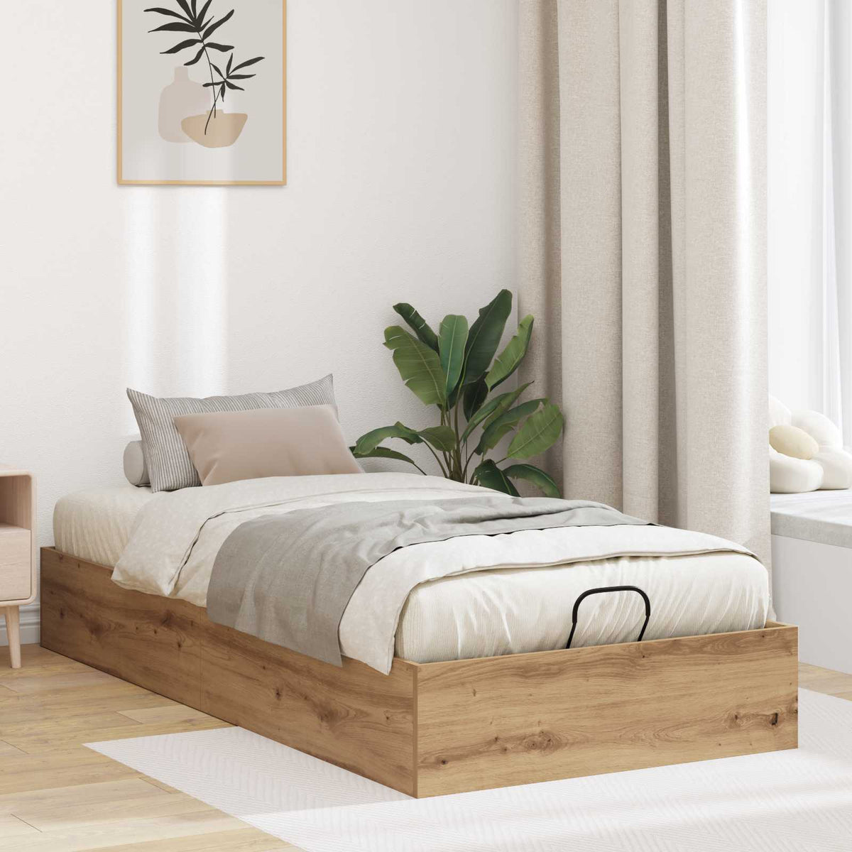 vidaXL Ottoman Bed Frame Artisan Oak 75.5 x 190 cm Engineered Wood