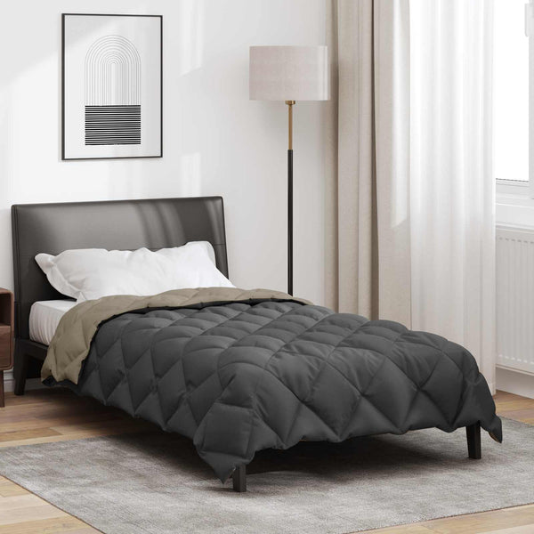 vidaXL Winter Duvet Light Grey and Anthracite 140 x 200 cm Microfiber