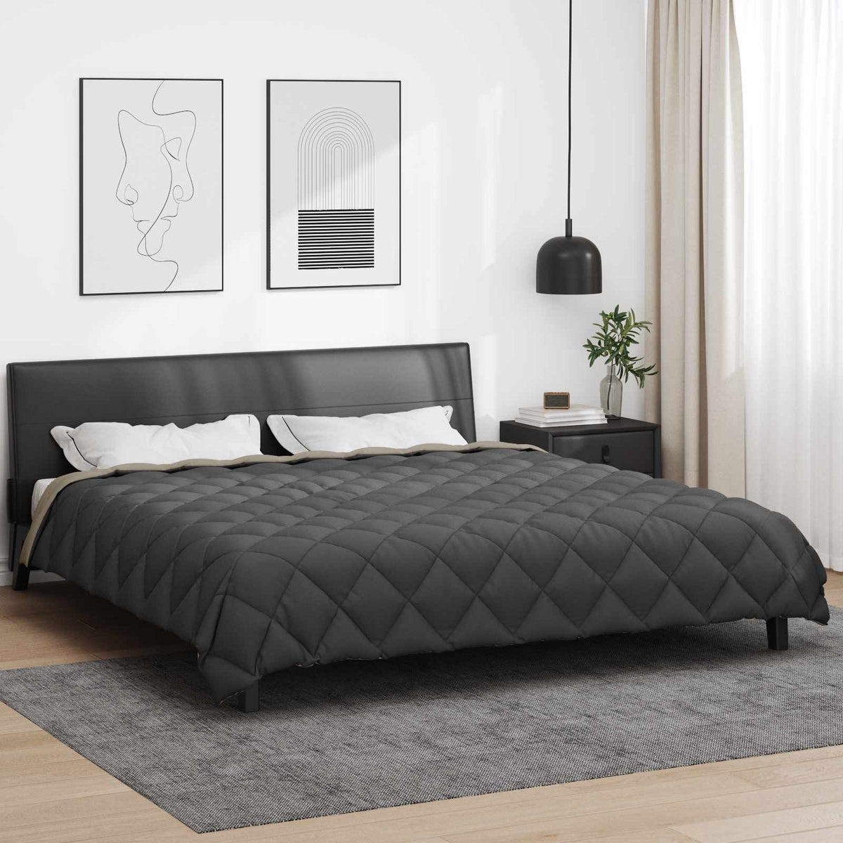 vidaXL Winter Duvet Light Grey and Anthracite 200 x 200 cm Microfiber