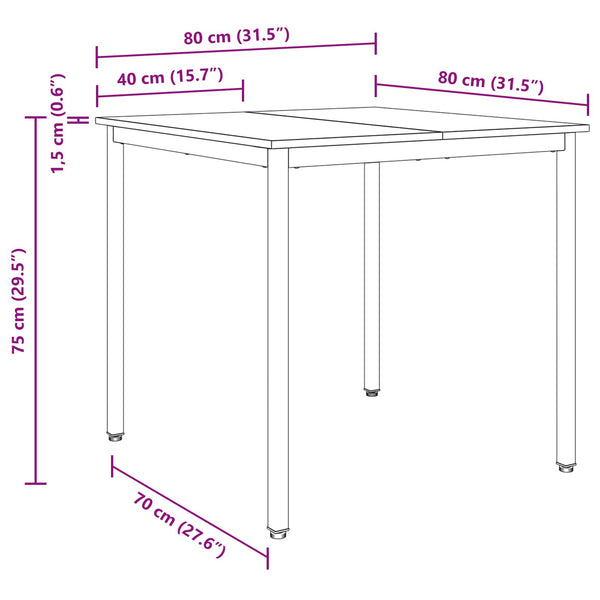 vidaXL Dining Tables 80 x 80 x 75 cm METAL