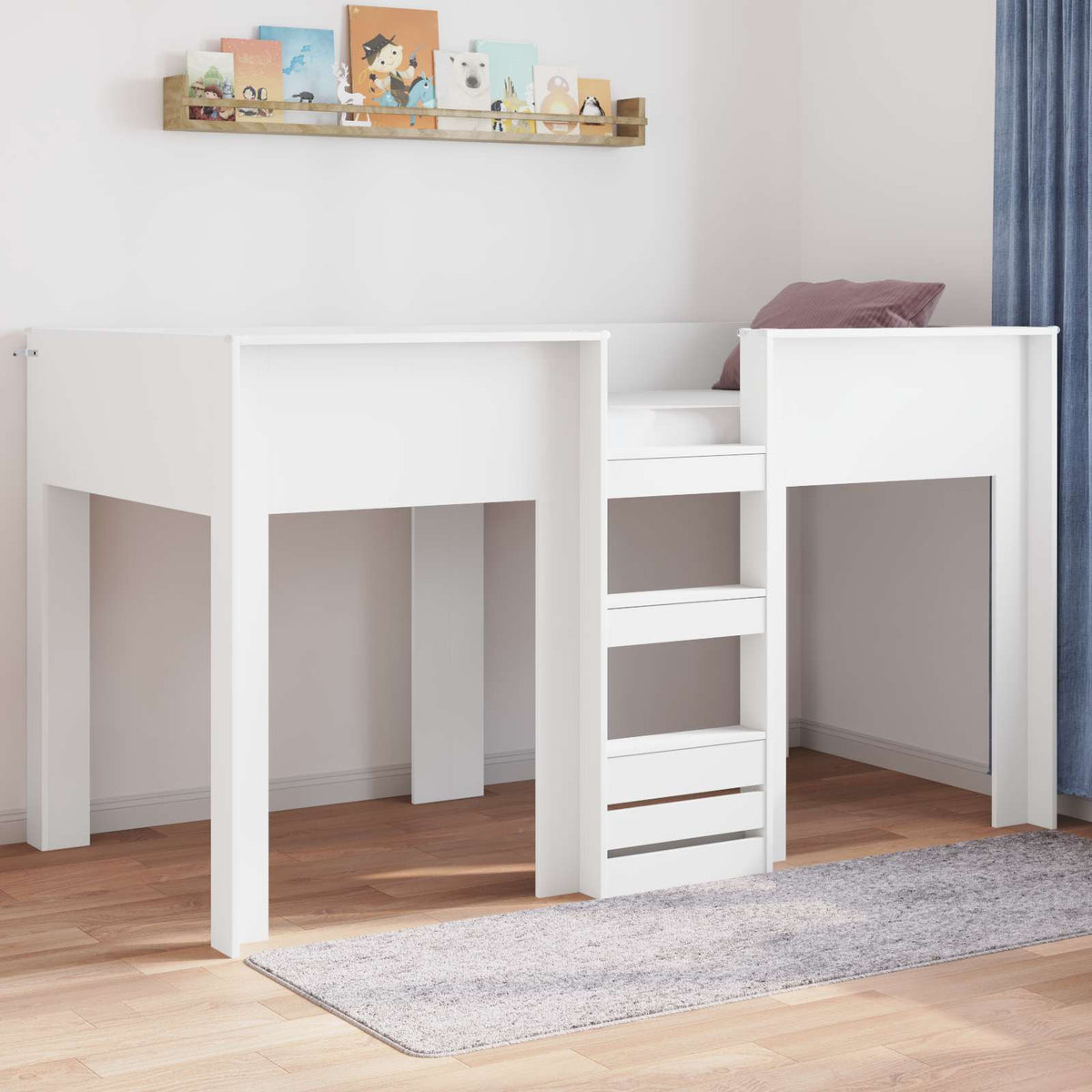 vidaXL Kids' Bunk Bed White 100 x 200 cm Engineered Wood