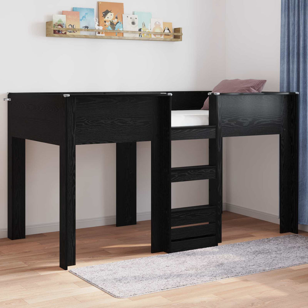 vidaXL Bunk Bed for Kids Black Oak-Look 100 x 200 cm