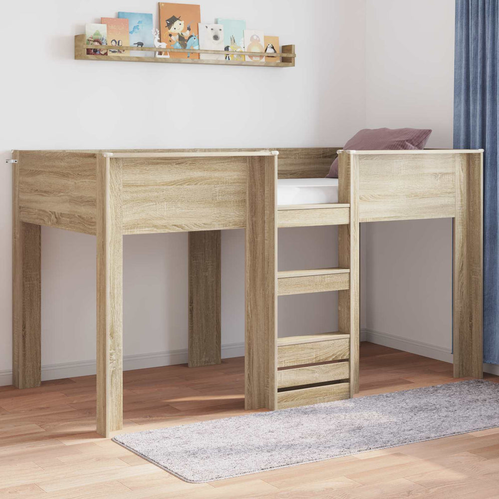 vidaXL Children's Bunk Bed Sonoma Oak 100 x 200 cm Engineered Wood