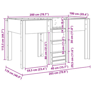 vidaXL Bunk Bed for Kids Concrete Grey 100 x 200 cm Engineered Wood