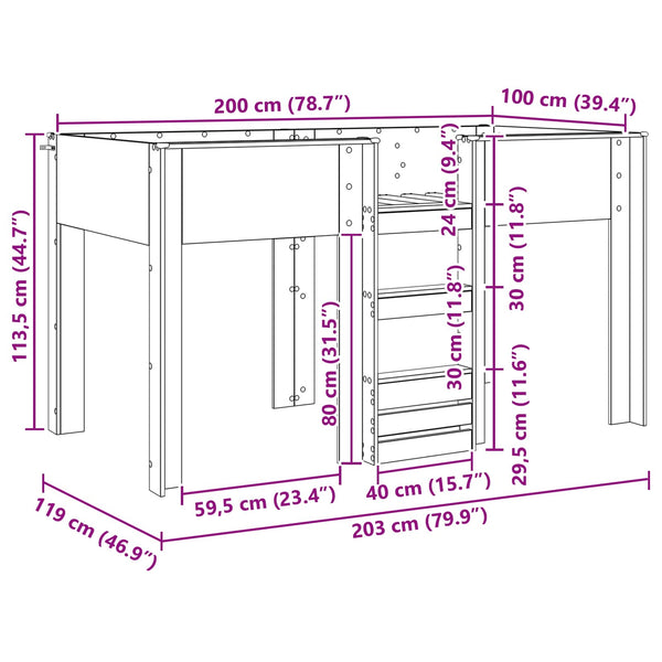 vidaXL Bunk Bed for Kids Concrete Grey 100 x 200 cm Engineered Wood