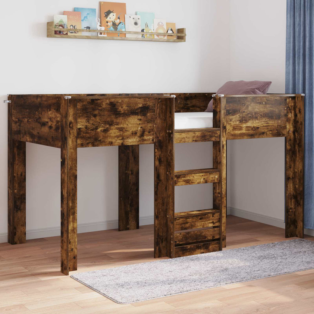 vidaXL Bunk Bed for Kids Smoked Oak 100 x 200 cm