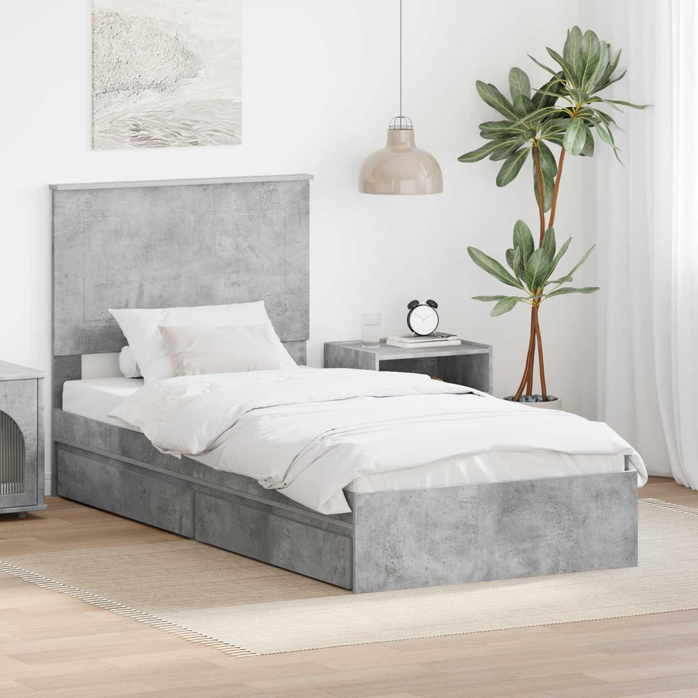 vidaXL Storage Bed Concrete Grey 100 x 200 cm Engineered Wood