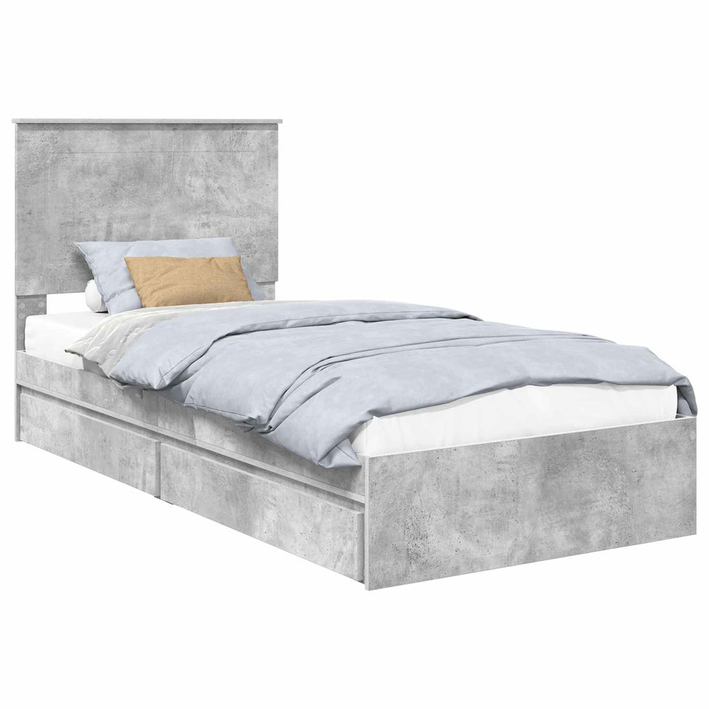 vidaXL Storage Bed Concrete Grey 100 x 200 cm Engineered Wood