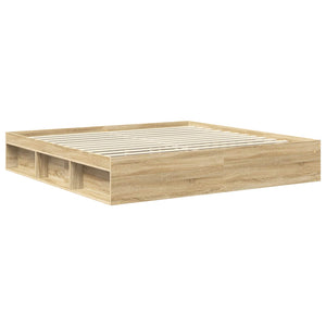 vidaXL Bed Frame Sonoma 200 x 200 cm Solid Pine Wood