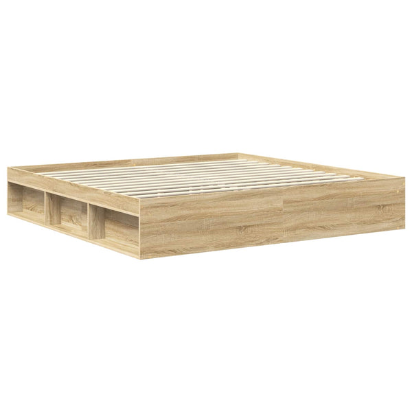 vidaXL Bed Frame Sonoma 200 x 200 cm Solid Pine Wood