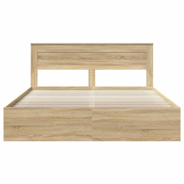vidaXL Bed Frame Sonoma 200 x 200 cm Solid Pine Wood