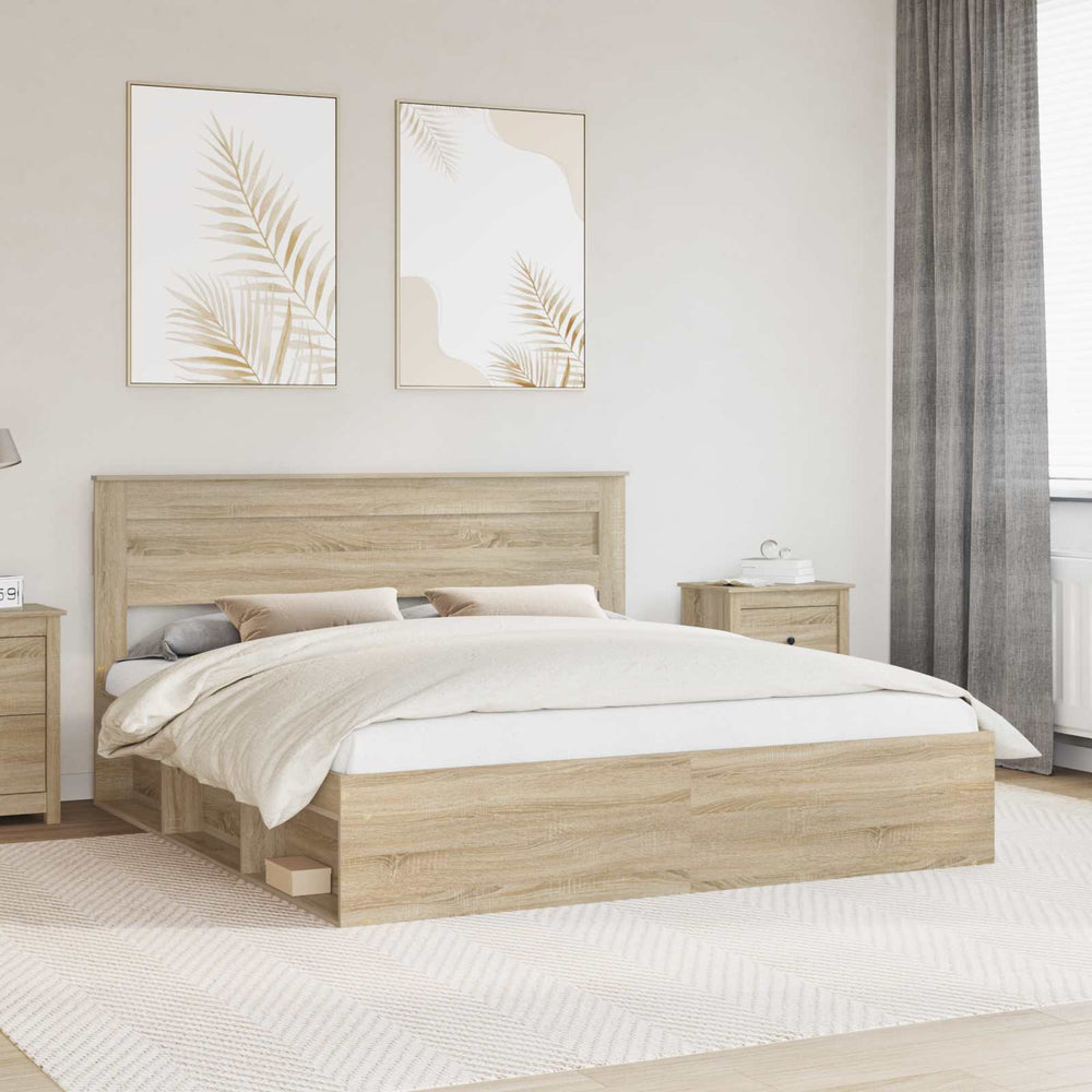 vidaXL Bed Frame Sonoma 180 x 200 cm Solid Pine Wood