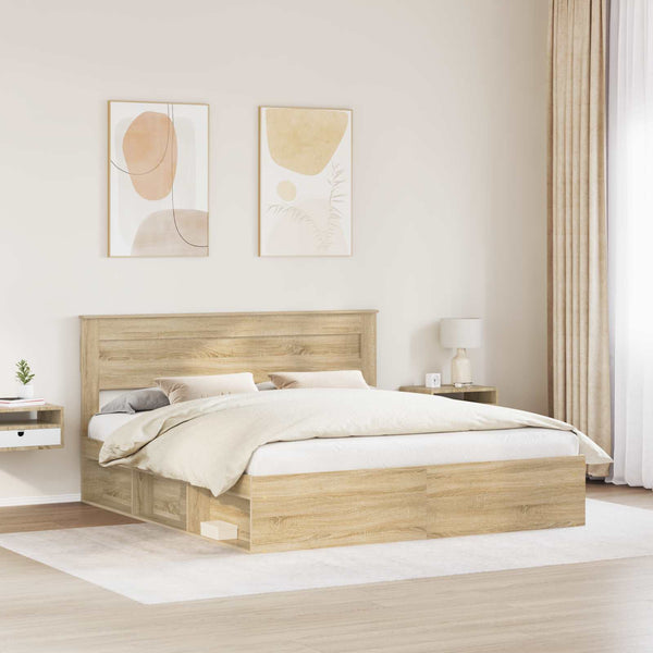 vidaXL Bed Frame Sonoma 180 x 200 cm Solid Pine Wood